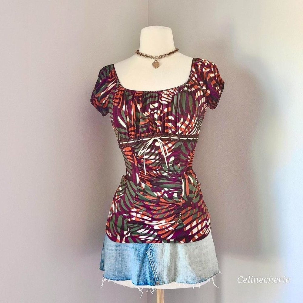 Vintage y2k Studio Y Cute Milkmaid Top